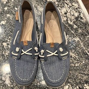 Blue sperry slip on shoes